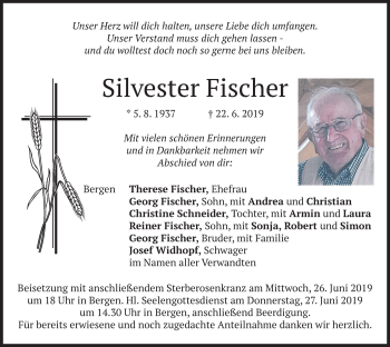 Traueranzeige von Silvester Fischer von merkurtz