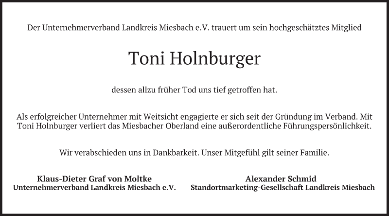  Traueranzeige für Toni Holnburger vom 15.06.2019 aus merkurtz