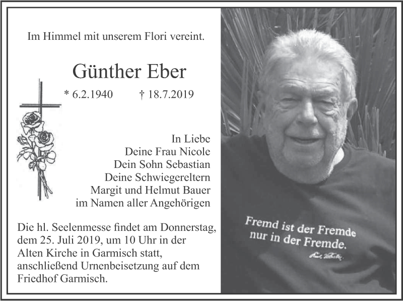  Traueranzeige für Günther Eber vom 23.07.2019 aus merkurtz