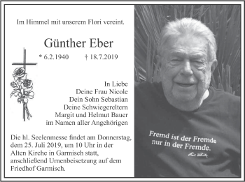 Traueranzeige von Günther Eber von merkurtz