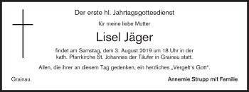Traueranzeige von Lisel Jäger von merkurtz