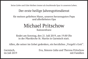 Traueranzeige von Michael Pritschow von merkurtz
