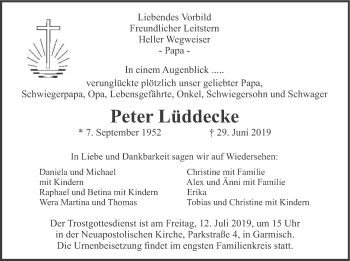 Traueranzeige von Peter Lüddecke von merkurtz