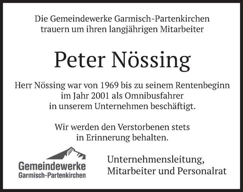  Traueranzeige für Peter Nössing vom 18.07.2019 aus merkurtz