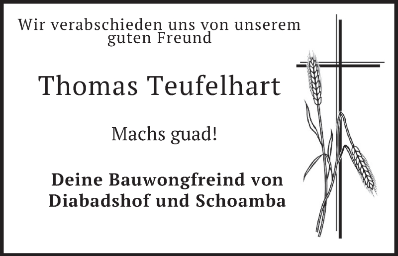  Traueranzeige für Thomas Teufelhart vom 13.07.2019 aus merkurtz