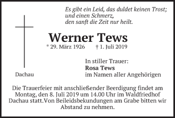 Traueranzeige von Werner Tews