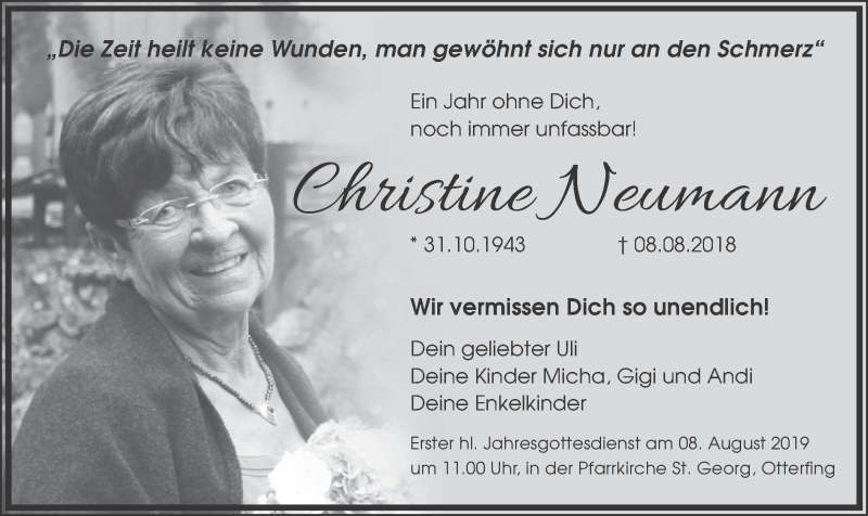  Traueranzeige für Christine Neumann vom 03.08.2019 aus merkurtz
