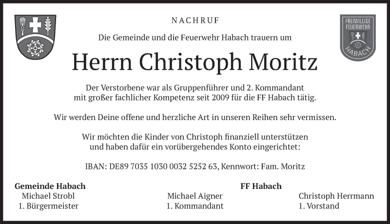  Traueranzeige für Christoph Moritz vom 21.08.2019 aus merkurtz