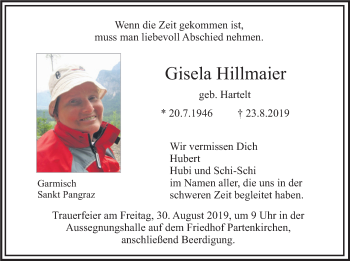 Traueranzeige von Gisela Hillmaier von merkurtz