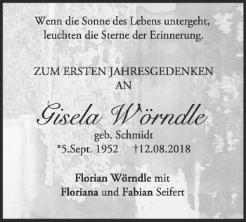 Traueranzeige von Gisela Wörndle von merkurtz