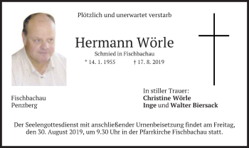 Traueranzeige von Hermann Wörle von merkurtz