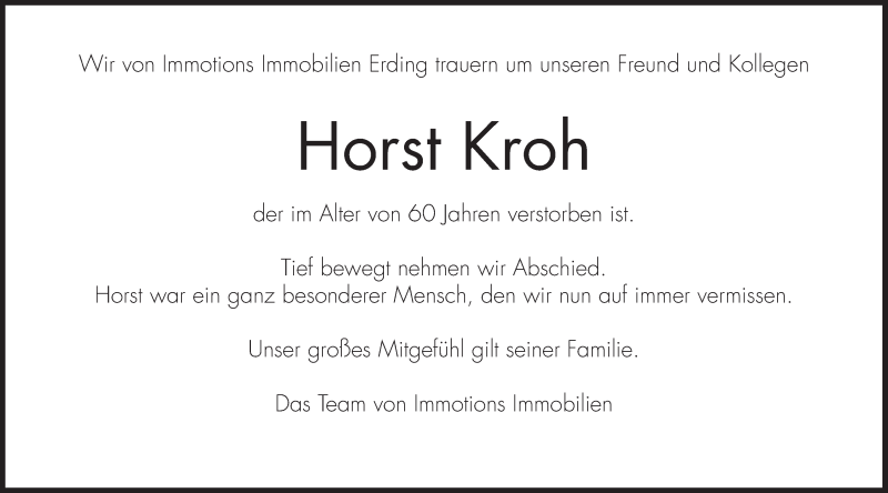  Traueranzeige für Horst Kroh vom 03.08.2019 aus merkurtz