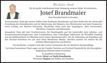 Traueranzeige von Josef Brandmaier von merkurtz