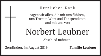 Traueranzeige von Norbert Leubner von merkurtz