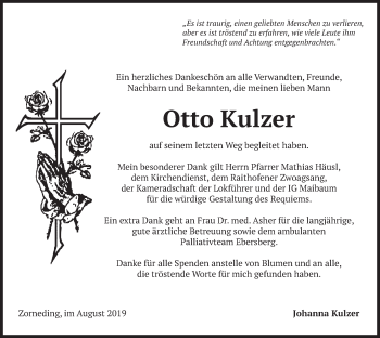 Traueranzeige von Otto Kulzer