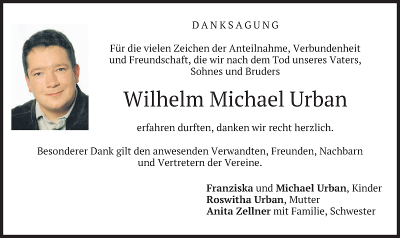  Traueranzeige für Wilhelm Michael Urban vom 03.08.2019 aus merkurtz