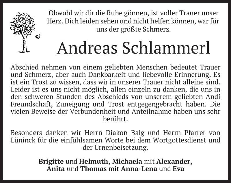  Traueranzeige für Andreas Schlammerl vom 28.09.2019 aus merkurtz