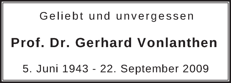  Traueranzeige für Gerhard Vonlanthen vom 21.09.2019 aus merkurtz