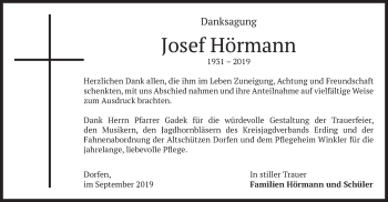Traueranzeige von Josef Hörmann von merkurtz