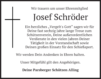 Traueranzeige von Josef Schröder