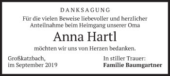 Traueranzeige von Sterbetafel vom 21.09.2019 von merkurtz