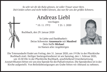 Traueranzeige von Andreas Liebl von merkurtz