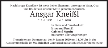 Traueranzeige von Ansgar Kneißl von merkurtz