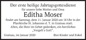 Traueranzeige von Editha Moser von merkurtz