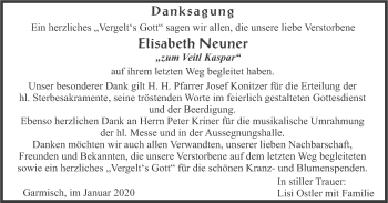Traueranzeige von Elisabeth Neuner von merkurtz