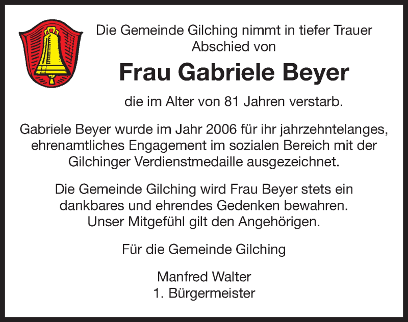  Traueranzeige für Gabriele Beyer vom 18.01.2020 aus merkurtz