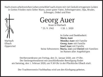 Traueranzeige von Georg Auer von merkurtz