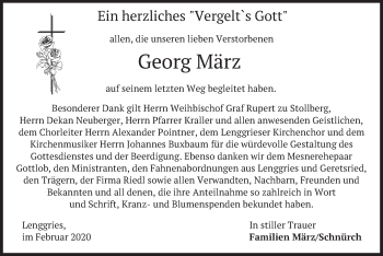Traueranzeige von Georg März von merkurtz