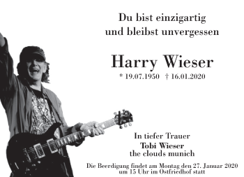 Traueranzeige von Harry Wieser von merkurtz