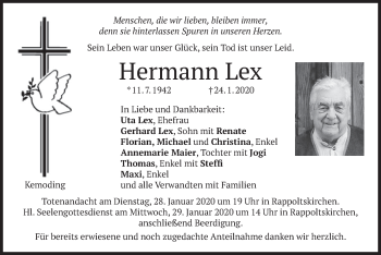 Traueranzeige von Hermann Lex von merkurtz