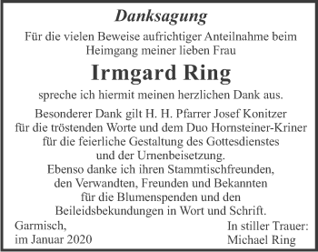Traueranzeige von Irmgard Ring von merkurtz