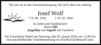 Traueranzeige von Josef Wolf