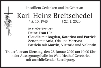 Traueranzeige von Karl-Heinz Breitschedel von merkurtz