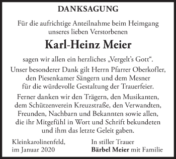 Traueranzeige von Karl-Heinz Meier
