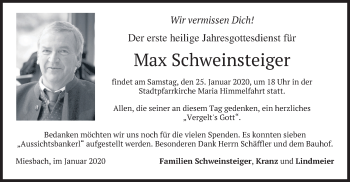 Traueranzeige von Max Schweinsteiger von merkurtz