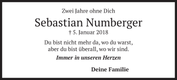 Traueranzeige von Sebastian Numberger von merkurtz