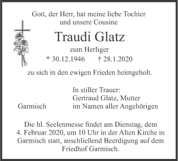 Traueranzeige von Traudi Glatz von merkurtz