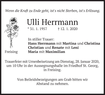 Traueranzeige von Ulli Herrmann von merkurtz