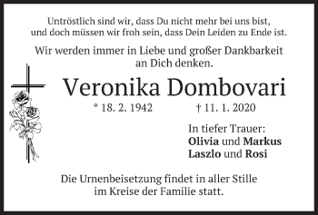 Traueranzeige von Veronika Dombovari von merkurtz