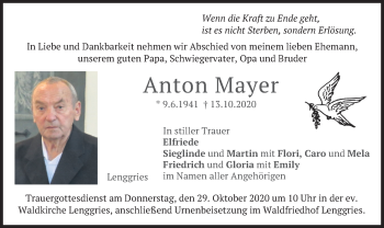 Traueranzeige von Anton Mayer von merkurtz