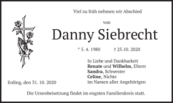 Traueranzeige von Danny Siebrecht von merkurtz