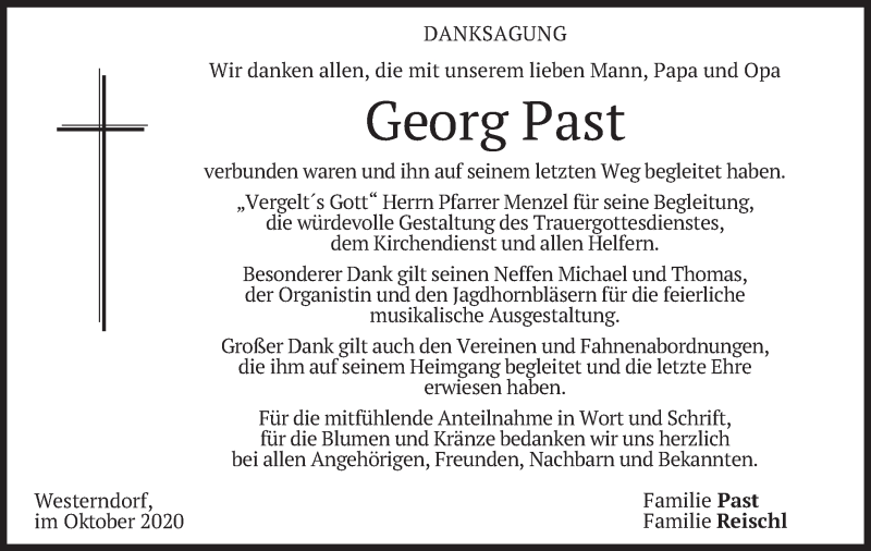  Traueranzeige für Georg Past vom 05.10.2020 aus merkurtz