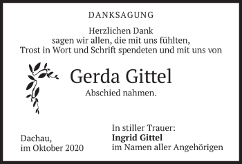 Traueranzeige von Gerda  Gittel