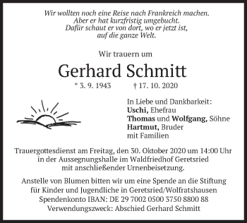 Traueranzeige von Gerhard Schmitt von merkurtz