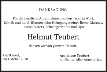 Traueranzeige von Helmut Teubert von merkurtz