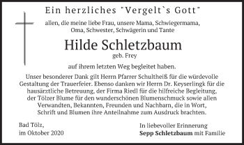 Traueranzeige von Hilde Schletzbaum von merkurtz